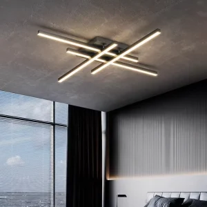 Modern Metal & Acrylic Ceiling Light Fixture LED Dimmable Surface Mounted Chandelier for Bedroom Living Room Kitchen