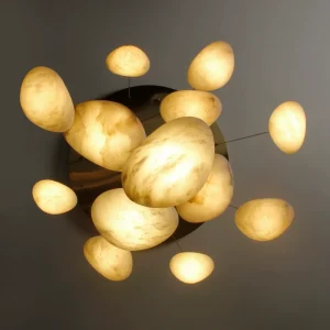 Modern Mica Stone Chandelier for Staircase New Design Round Light Linear Pendant Light for Dining Room