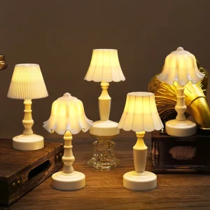 Modern Mini LED Table Lamps Exquisite Night Lights for Bedroom Decor Cordless Plastic Body Battery Powered