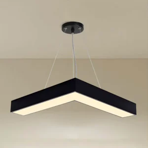 Modern Minimalist Adjustable Height LED Linear Hanging Lamp Office Lighting Iron Arrow Shaped V Shaped Chandelier Rectangle Room