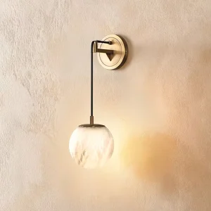 Modern Minimalist Alabaster Wall Lamp for Living Room Balcony Corridor Bedside Luxury Natural Marble Copper Wall Light