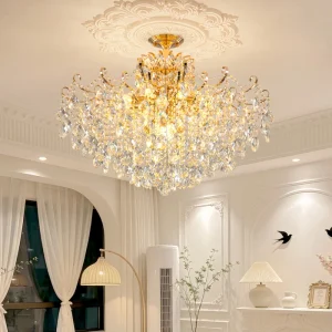 Modern Minimalist Crystal Chandelier Luxury Ceiling Crystal Pendant Lamp for Living Room and Bedroom