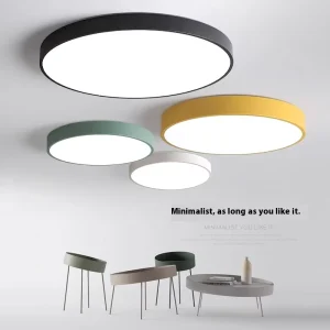 Modern Minimalist LED Ceiling Light Ultra Thin Flush Mount Nordic Style Colorful Round Lamp for Bedroom Living Room