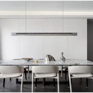 Modern Minimalist LED Linear Pendant Lamp Adjustable Height for Home Office or Hotel Lobby Chandeliers