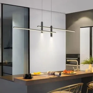 Modern Minimalist LED Pendant Lamp for Dining Room Hanging Light Linear Long Chandelier