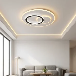 Modern Minimalist LED Three color High CRI 80 90 Black edged Iron Acrylic Ceiling Lamp Living Room Bedroom Remote Lighting