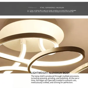 Modern Minimalist Living Room Intelligent Dimming White Black LED Strip Ceiling Light