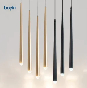 Modern Minimalist Long Tube Luxury LED Pendant Light for Restaurant Bar Hotel Reception Commercial Decor LED Ceiling Light