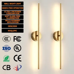 Modern Minimalist Matte Black Gold Silver 1000MM 8W Metal LED Linear Wall Lamp Corridor Bedroom Vertical Wall Sconce