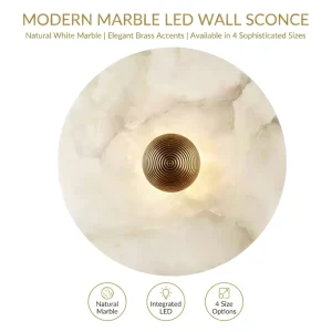 Modern Minimalist Round Alabaster Wall Light Decorative LED Sconce for Bedroom Corridor Indoor Stone Lighting Fixture
