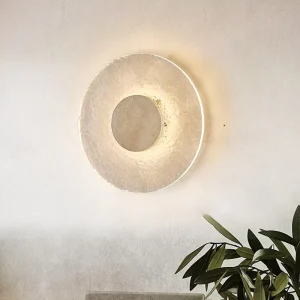 Modern Minimalist Round LED Wall Lamp Plastic Black Stone Bedroom Bedside Hallway Wall Sconce