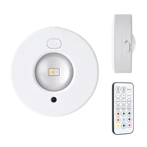 Modern Minimalist White LED Cabinet Wardrobe Lights Remote controlled RGB Puck Lights Magnetic Mounting Wiring free Large Lights