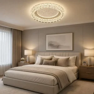 Modern Moon Motif LED Ceiling Light Luxury Circular Lamp for Contemporary Living Room Bedroom Home Interior Decoration Lighting