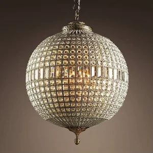 Modern Moroccan Round Crystal Chandelier Antique European Design Hanging Lamp With Chrome Glass Metal for Indoors Bars