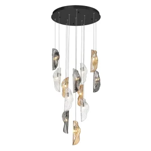 Modern Multi Color Glass Leaf Staircase Chandelier Custom Adjustable Ceiling Light for Home Hotel Villa Lobby Foyer Lighting