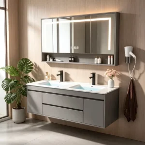 Modern Multi-layer Plywood Bathroom Vanity Complete Set Wooden Cabinet Commercial OEM ODM