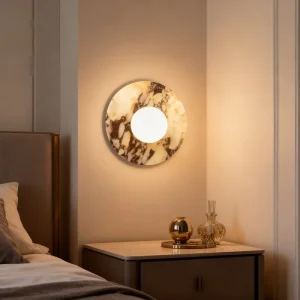 Modern Natural Marble Wall Lamp Round LED Wall Sconce Light Living Room Background Restaurant Bathroom Bedroom Lights Home Decor
