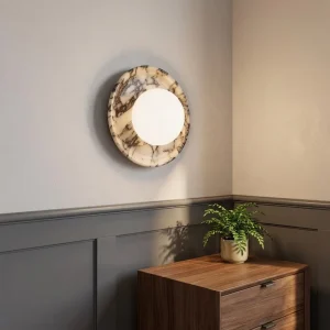 Modern Natural Stone Wall Light Sconce Black Marble 25cm 110-240V Atmosphere Lamp for Foyer Dining Room Bedroom Stair Aisle Hall
