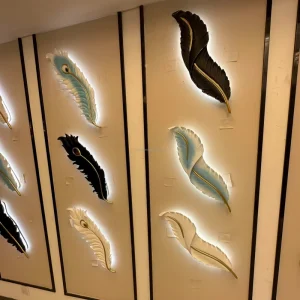 Modern Nordic 30W 3CCT LED Wall Lamp 110V 220V Feather Design Resin Body for Home TV Background Bedside Decorative Lighting