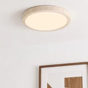 Modern Nordic Creative Dining Room Bedroom Ceiling Light Wabi Sabi Travertine Acrylic LED 24W Japanese Simple Ceiling Lamp