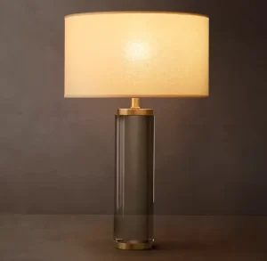 Modern Nordic Creative Hotel Home Decor Bedroom Bedside Crystal Glass with Fabric Lampshade E26 Table Lamps