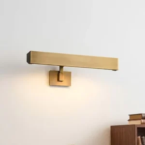 Modern Nordic Handcrafted Brass LED Wall Light for Bedroom and Living Room Linear Sconces 3000K Warm White Light