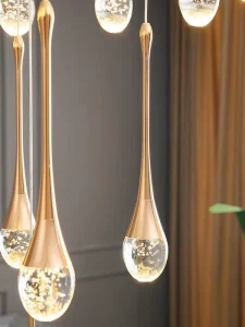 Modern Nordic Postmodern Home Office Gold Chandelier Pendant Lighting with Bubble Crystal Ball Long Hanging Lamp