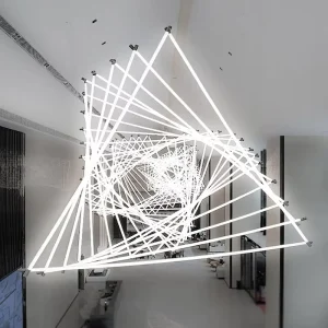 Modern Nordic Triangle LED Chandeliers Pendant Lights Middle Fixture Triangle Creative White LED Pendant Light