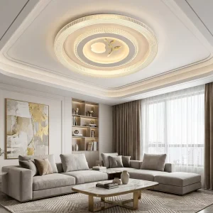 Modern Offset Dual Circle LED Ceiling Light Creative Leaf Accent Flush Mount Lamp for Minimalist Living Room Bedroom Decor