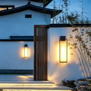 Modern Outdoor LED Wall Lamp Stainless Steel with Marble Effect Shade Waterproof Long Strip for Entryway Front Door Lighting