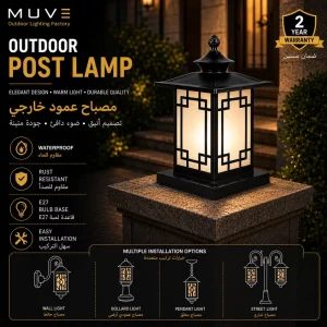 Modern Outdoor Post Cap Light with Frosted Glass and Decorative Geometric Frame