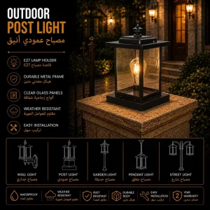 Modern Outdoor Post Cap Light with Open Frame Design and Clear Tempered Glass