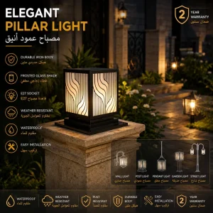 Modern Outdoor Post Cap Light with Tapered Open Frame and Reeded Glass Panels