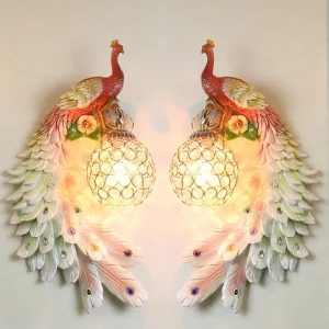 Modern Peacock Wall Lamp E27 Bulb LED Light for Indoor Bedroom Stair Hotel Decoration Light