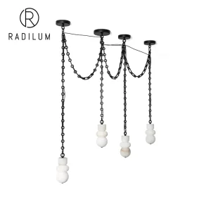 Modern Pendant Light Iron Alabaster Nordic Industrial Dining Room Chandelier Creative Hotel Decor Cross Border Stone Hanging
