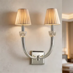 Modern Popular Simple Copper Chrome Wall Lamp Indoor Living Room Dining Room Bedroom Aisle Cloth Fabric Shade Wall Lamp
