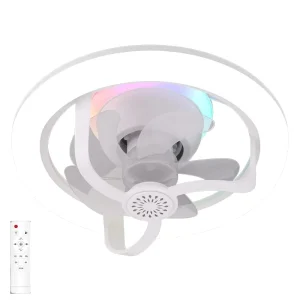 Modern RGB CCT LED Ceiling Fan Light Smart Remote Control Low Profile Flush Mount Fan Colorful Ambient Home Lighting