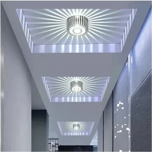 Modern RGB LED Porch Ceiling Lights Colorful Recessed Mounted LED Lamp with Aluminum Base IP44 for Home Office