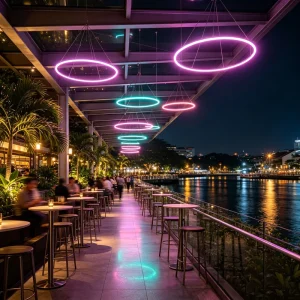 Modern RGBW LED Ring Light IP65 Waterproof Circular Commercial Decor Lamp for Mall Hotel Lobby Architectural Project Lighting