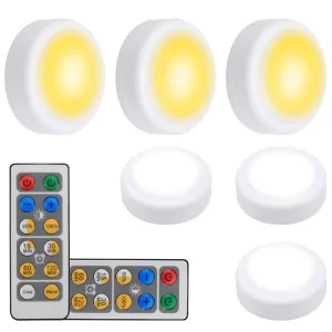 Modern RGBW LED Wireless Puck Light Battery Operated Remote Control Cabinet Closet Lighting