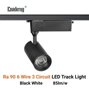 Modern Ra 90 COB LED Track Light Black White Spot Aluminum 6 Wire 3 Circuit Rail Light for Commercial Lighting