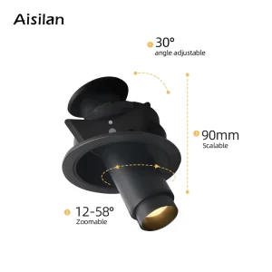 Modern Ra 97 LED Recessed Downlights Adjustable 350° Zoom Spot Dali 0-10v Triac Dimmable LED Recessed Spotlight