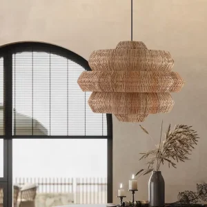 Modern Rattan Pendant Light Nordic Hanging Chandelier for Living Room Bedroom Dining Room Villa Home Restaurant Hotel Home