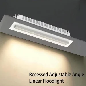 Modern Recessed LED Adjustable Angle Linear Flood Light with Aluminum Housing Grid Spotlight for Bedroom Hallway Indoor Use