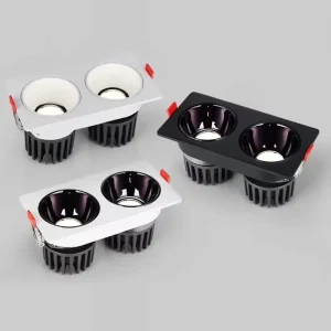 Modern Recessed LED Spotlights Double-Headed Dimmable High CRI 90 Aluminum Construction for Living Room Dining Bedroom Use
