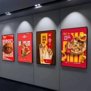 Modern Rectangle Light Box Sign LED Advertising Sign Restaurant Menu Movie Poster Silver Aluminum Alloy Ultra Slim
