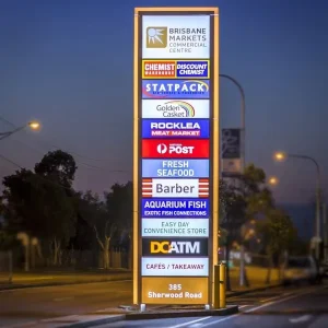 Modern Rectangle Outdoor LED Pylon Signage Acrylic Light Box Business Sign Board 3D Logo Directional Sign Design