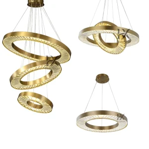 Modern Ring Shaped Gold Stainless Steel Pendant Light Decoration Round LED Luxury Crystal Chandelier for Living Room Bedroom