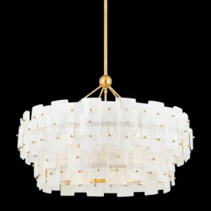 Modern Round Glass Chandelier Hanging Pendant Light for Living Room