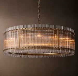 Modern Round Glass Chandelier for Dining Room Living Room Solid Brass Glass Pendant